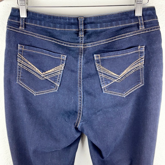 D JEANS | Dark Midnight Blue Stretchy Straight Leg Mid-Rise Jeans 👖 - Picture 7 of 7